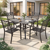 Alora 5-Piece Outdoor Dining Set With 4 Heavy-Duty Chairs And Square Table With Umbrella Hole [UMBRELLA NOT INCLUDED]