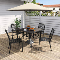 Alora 5-Piece Outdoor Dining Set With 4 Heavy-Duty Chairs And Square Table With Umbrella Hole [UMBRELLA NOT INCLUDED]