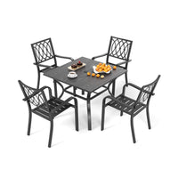 Alora 5-Piece Outdoor Dining Set With 4 Heavy-Duty Chairs And Square Table With Umbrella Hole [UMBRELLA NOT INCLUDED]