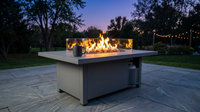 50000 BTU Coating Steel Propane Fire Pit Table in Gray Rectangular Modern Outdoor Gas Fire Table with Tank Holder — Lifestyle
