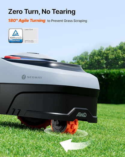Segway  I210 AWD Robot Lawn Mower, Wire-Free Robotic Mower, All-Wheel Drive for 45% Slopes, 2–3.6 in Adjustable Cutting Height, NRTK + Vision, Auto Mapping, 5.1Ah Battery, Covers 0.25 Acre