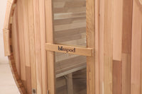 Blisspod, Prague, Canadian Red Cedar Outdoor Steam Barell Sauna, 2-4 / 4-6 persons with Full Glass Back & 2 front Porch seats