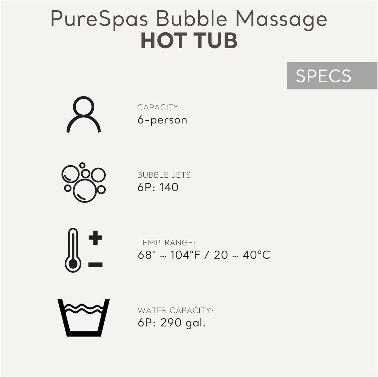 INTEX 28427EH Purespa Bubble Massage Spa Set Outdoor Inflatable Portable Hot Tub, Includes Energy Efficient Spa Cover, Saltwater System Ready, 6 Person, 85In X 28In