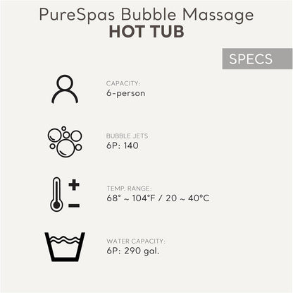 INTEX 28427EH Purespa Bubble Massage Spa Set Outdoor Inflatable Portable Hot Tub, Includes Energy Efficient Spa Cover, Saltwater System Ready, 6 Person, 85In X 28In