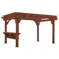 Outdoor Pergola Built for Mediterranean Style Entertaining, 140 Sq Ft Shade, Built-In Bar, Electric Outlets