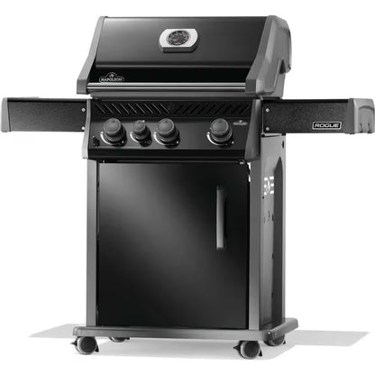 Rogue 425 3-Burner Natural Gas Grill in Black with Cast Iron Cooking Grids and Range Side Burner
