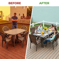 7-Piece Rectangle Outdoor Patio Dining Set with Padded Sling Chairs — Before & After