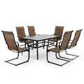 Outdoor Patio Dining Set Built for All-Season Entertaining, Rectangle Table, Padded Sling Chairs, 7-Piece