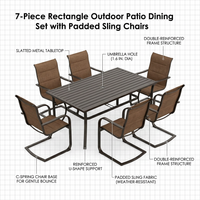 7-Piece Rectangle Outdoor Patio Dining Set with Padded Sling Chairs — How It Works