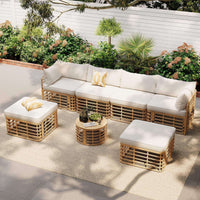 Alora 7-Piece Outdoor All-Weather Rattan Patio Sofa Set With Cushions