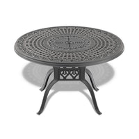 Alora 7-Piece Cast Aluminum Patio Furniture Set With Black Frame And Off-White Cushions