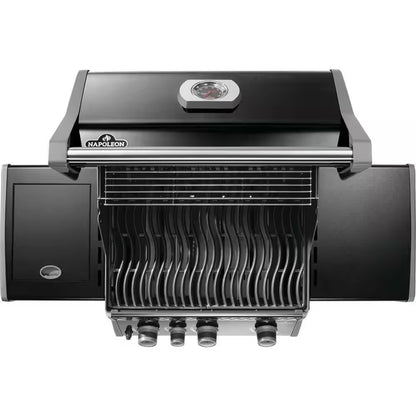 Rogue 425 3-Burner Natural Gas Grill in Black with Cast Iron Cooking Grids and Range Side Burner