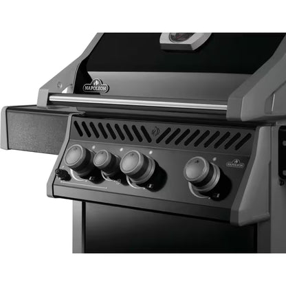 Rogue 425 3-Burner Natural Gas Grill in Black with Cast Iron Cooking Grids and Range Side Burner