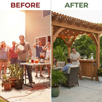 Ashland 10 Ft. X 14 Ft. All Cedar Wood Outdoor Pergola Shade Structure with Bar and Electric — Before & After
