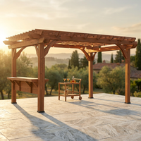 Ashland 10 Ft. X 14 Ft. All Cedar Wood Outdoor Pergola Shade Structure with Bar and Electric — Studio Shot