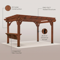 Ashland 10 Ft. X 14 Ft. All Cedar Wood Outdoor Pergola Shade Structure with Bar and Electric — infographic