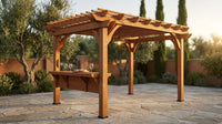 Ashland 10 Ft. X 14 Ft. All Cedar Wood Outdoor Pergola Shade Structure with Bar and Electric — Lifestyle