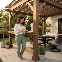 Ashland 10 Ft. X 14 Ft. All Cedar Wood Outdoor Pergola Shade Structure with Bar and Electric — Lifestyle
