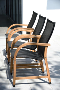 Oldbury Round Table and 4 Manhattan Black Armchair Dining Set