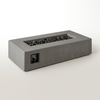 Matteau Low 60 In. L X 12 In. H Outdoor Rectangular Concrete Composite Propane Fire Table in Flint with Vinyl Cover — Studio Shot