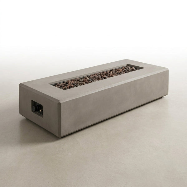 Outdoor Propane Fire Table Built for Premium Gatherings, 60000 BTU Burner, Concrete Composite, Vinyl Cover — Studio Shot