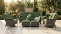 Patio Furniture Set 6-Piece Outdoor Patio Conversation Set with Green Cushions Lawn Furniture — Lifestyle