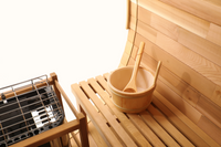 Blisspod, Prague, Canadian Red Cedar Outdoor Steam Barell Sauna, 2-4 / 4-6 persons with Full Glass Back & 2 front Porch seats