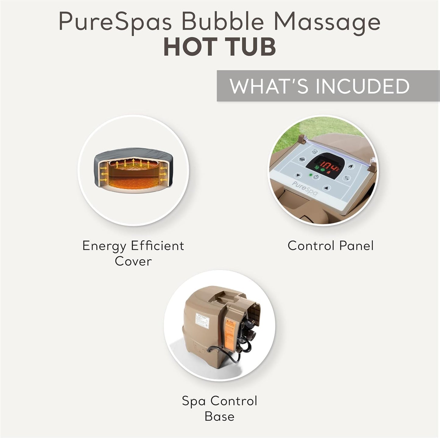 INTEX 28427EH Purespa Bubble Massage Spa Set Outdoor Inflatable Portable Hot Tub, Includes Energy Efficient Spa Cover, Saltwater System Ready, 6 Person, 85In X 28In