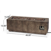 Alora 48-Inch Modern 50K BTU Outdoor Rectangular Propane Gas Fire Pit With Lava Rocks