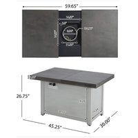 Alora Premium 50K BTU Rectangle Outdoor Aluminum Fire Pit Table
