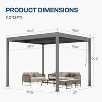 Alora Aluminum Louvered Pergola Kit With Adjustable Roof & Drainage