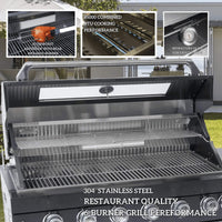 Castelle Flame Capri 96-Inch 6-Burner 85000 BTU Outdoor Kitchen Liquid Propane Grill Island With Fridge