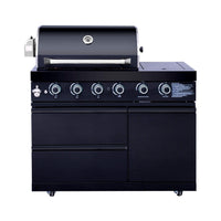 Castelle Flame Monarch 4-Burner 72000 BTU Liquid Propane Grill Island With Fridge And Sink