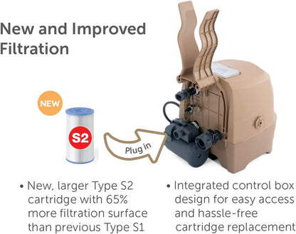 INTEX 28427EH Purespa Bubble Massage Spa Set Outdoor Inflatable Portable Hot Tub, Includes Energy Efficient Spa Cover, Saltwater System Ready, 6 Person, 85In X 28In
