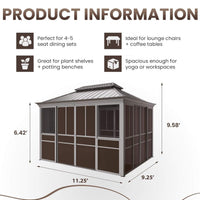 Alora Terrace Fully-Enclosed Outdoor Black Sunroom With Lockable Sliding Doors And Galvanized Double Steel Roof