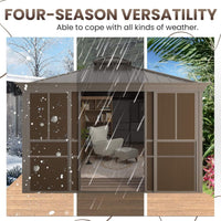 Alora Terrace Fully-Enclosed Outdoor Black Sunroom With Lockable Sliding Doors And Galvanized Double Steel Roof