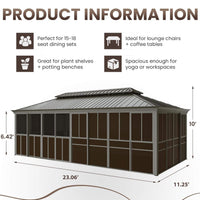Alora Terrace Fully-Enclosed Outdoor Black Sunroom With Lockable Sliding Doors And Galvanized Double Steel Roof