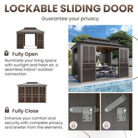 Alora Terrace Fully-Enclosed Outdoor Black Sunroom With Lockable Sliding Doors And Galvanized Double Steel Roof