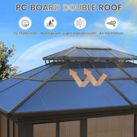 Alora Edge Heavy-Duty Aluminum Frame Outdoor Backyard Solarium With Polycarbornate Roof And Adjustable Panels