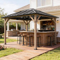 [08X10] Alora Heavy-Duty Fir Wood Hardtop Gazebo With Galvanized Steel Roof And Ceiling Hooks