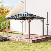 [08X10] Alora Heavy-Duty Fir Wood Hardtop Gazebo With Galvanized Steel Roof And Ceiling Hooks