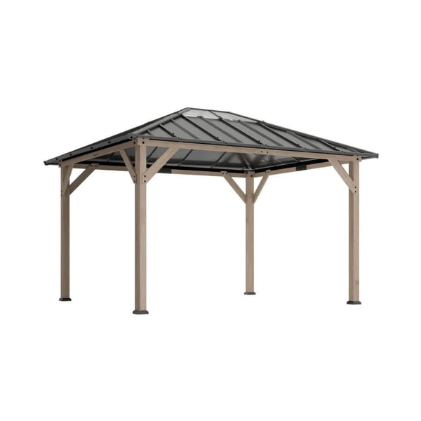 [08X10] Alora Heavy-Duty Fir Wood Hardtop Gazebo With Galvanized Steel Roof And Ceiling Hooks
