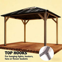 [08X10] Alora Heavy-Duty Fir Wood Hardtop Gazebo With Galvanized Steel Roof And Ceiling Hooks