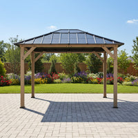 [08X10] Alora Heavy-Duty Fir Wood Hardtop Gazebo With Galvanized Steel Roof And Ceiling Hooks