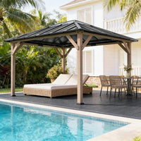 [08X10] Alora Heavy-Duty Fir Wood Hardtop Gazebo With Galvanized Steel Roof And Ceiling Hooks