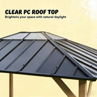 [08X10] Alora Heavy-Duty Fir Wood Hardtop Gazebo With Galvanized Steel Roof And Ceiling Hooks