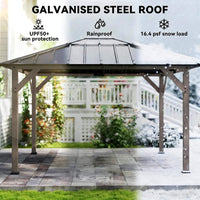 [08X10] Alora Heavy-Duty Fir Wood Hardtop Gazebo With Galvanized Steel Roof And Ceiling Hooks