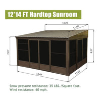 [12X14FT] Alora Haven Large Outdoor All-Season Wall-Mounted Sunroom With Galvanized Steel Roof & Moveable PVC Screen