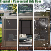 [12X14FT] Alora Haven Large Outdoor All-Season Wall-Mounted Sunroom With Galvanized Steel Roof & Moveable PVC Screen