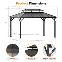 Alora Luxury Double Roof Hardtop Aluminum Gazebo With Decor Hooks, Mosquito Nettings, And LED Lights